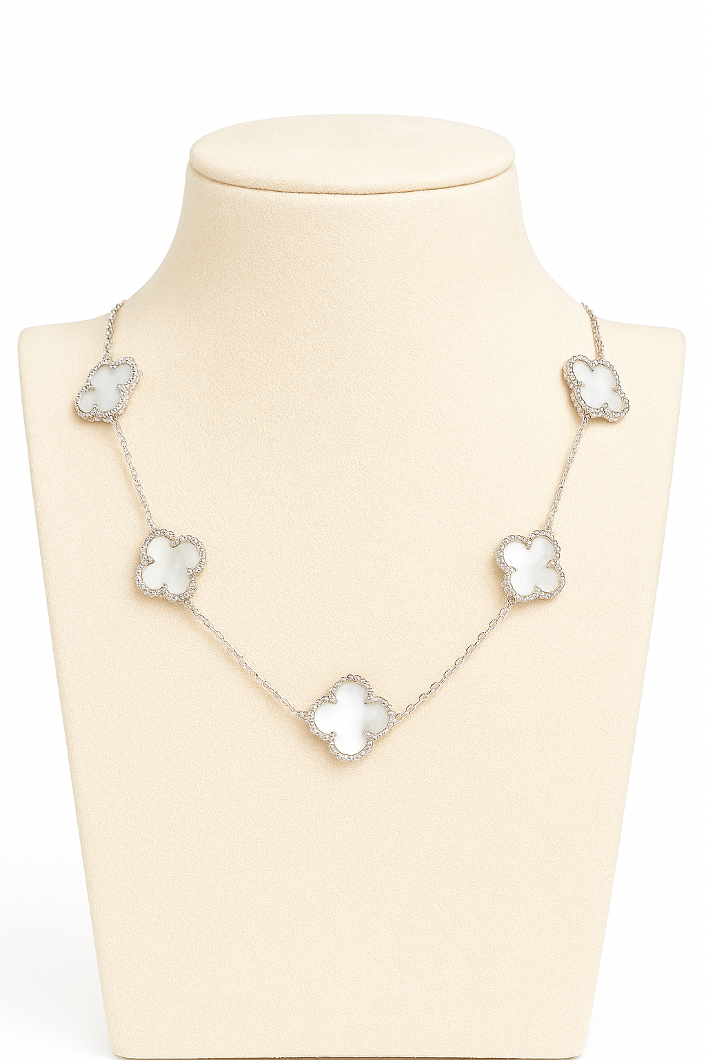 Delicate White Clover Necklace