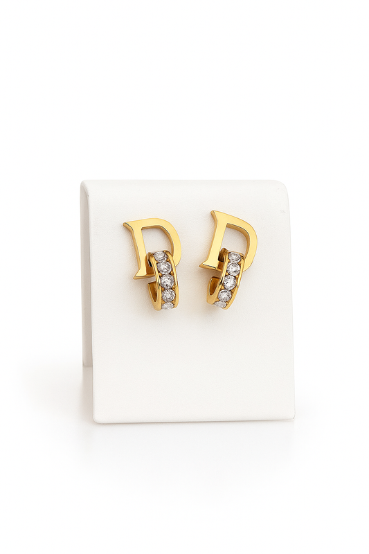 Gold Earrings with Diamond Detail