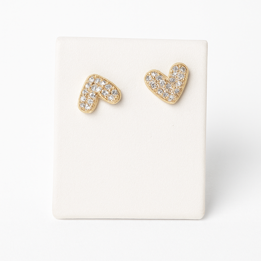 Heart-Shaped Gold Earrings with Cubic Zirconia