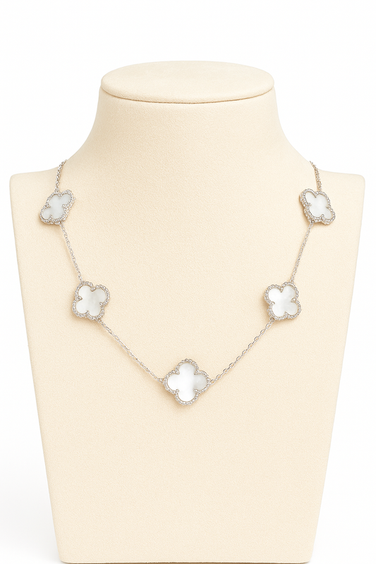Delicate White Clover Necklace